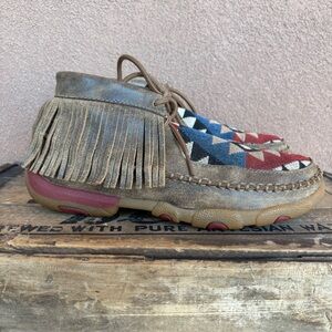 Twisted X Bomber Tribal Pattern Fringe Moccasin